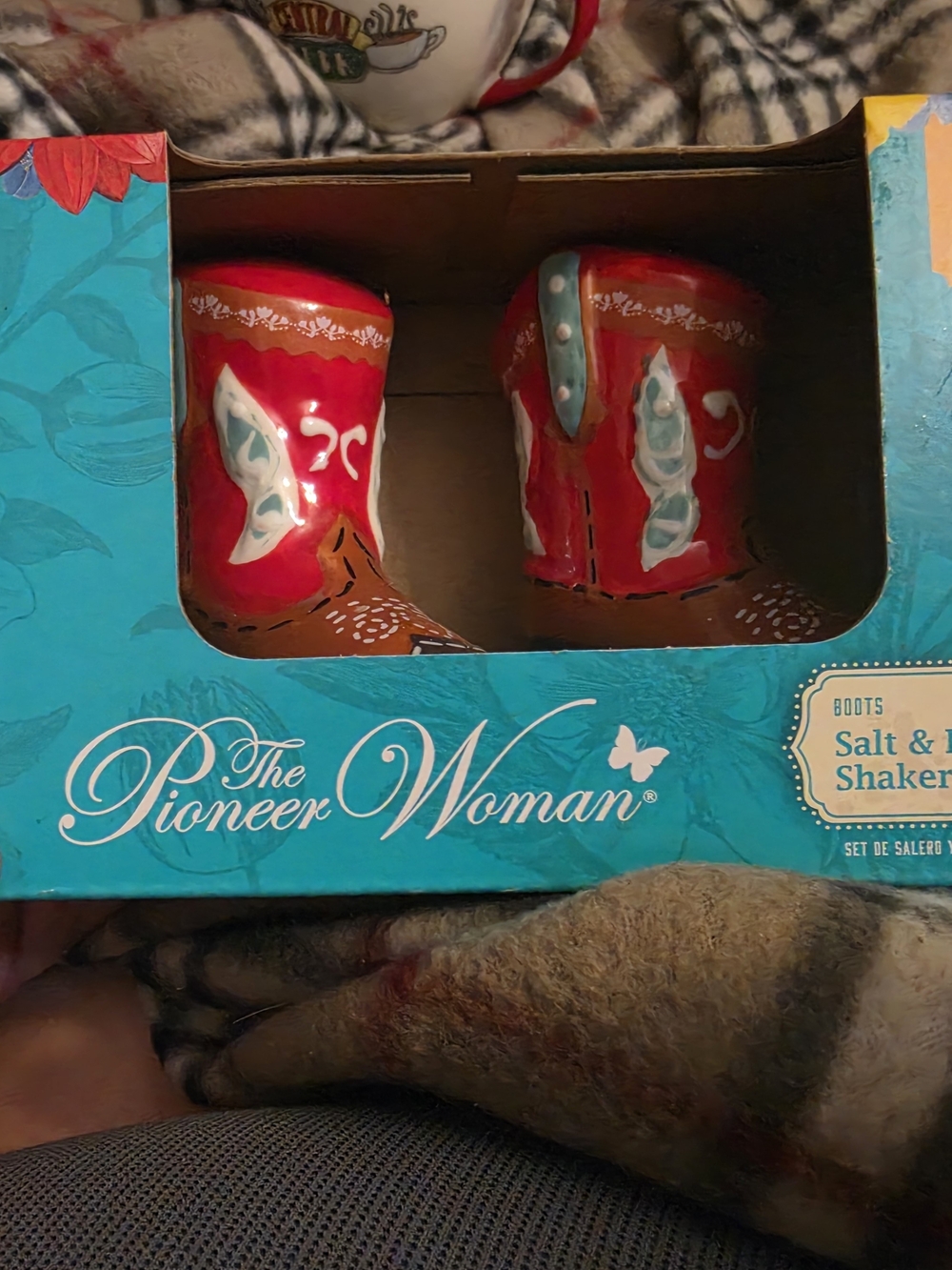 The Pioneer Woman Red and Turquoise Cowboy Boot Salt & Pepper Shakers
